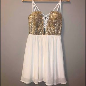 White Dress with Gold Sequins